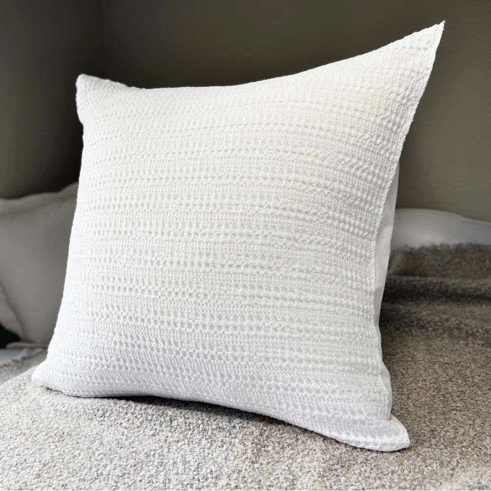 West Elm White Textured Pillow